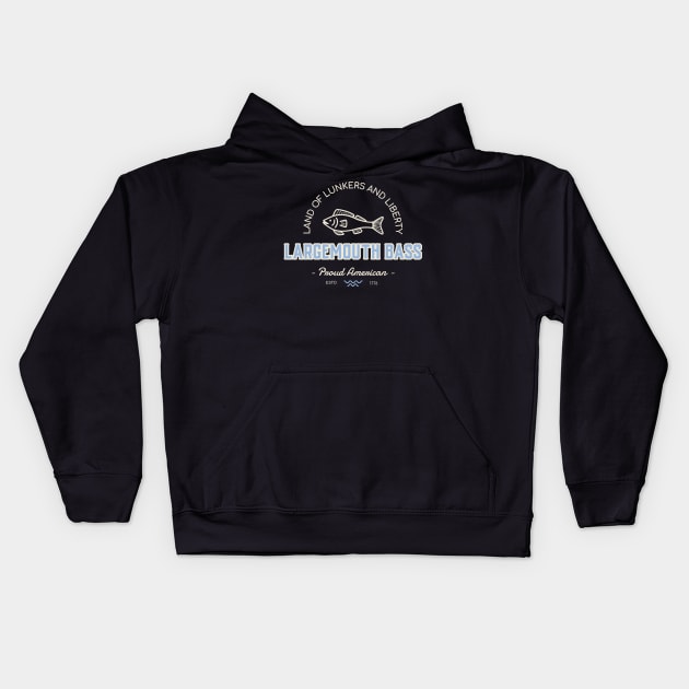 Land of Lunkers and Liberty: Largemouth Bass - Proud American Kids Hoodie by lildoodleTees